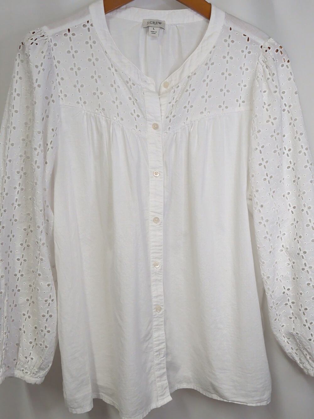Romantic Cottagecore Boho Cotton Button down Peasant top J. Crew L